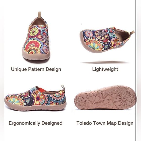 UIN Women Floral Art Painted Canvas Slip-On Ladies Travel Shoes (Blossom) - Picture 4 of 7